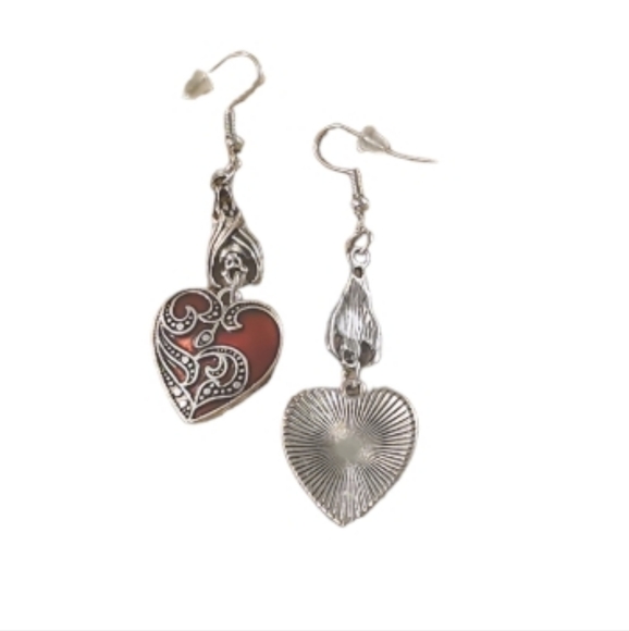 Y2K Love Dripping Oil Pattern Earrings.Handmade Creative Inverted Bat Cool Love. - Picture 6 of 8